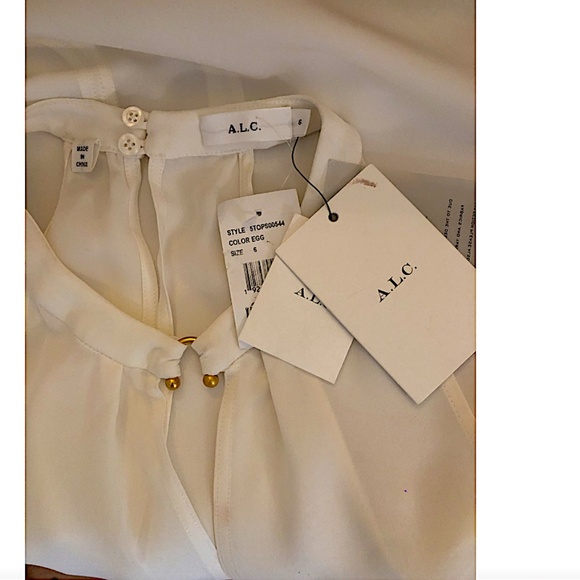 A.L.C. Moran Keyhole Sleeveless Silk Top off white - Picture 11 of 14